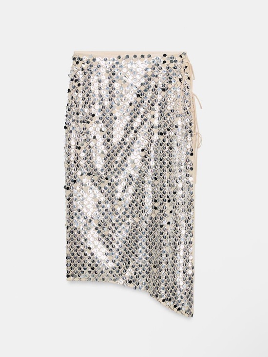 Zara Dresses & Skirts - Zara Asymmetric Sequin Midi Skirt